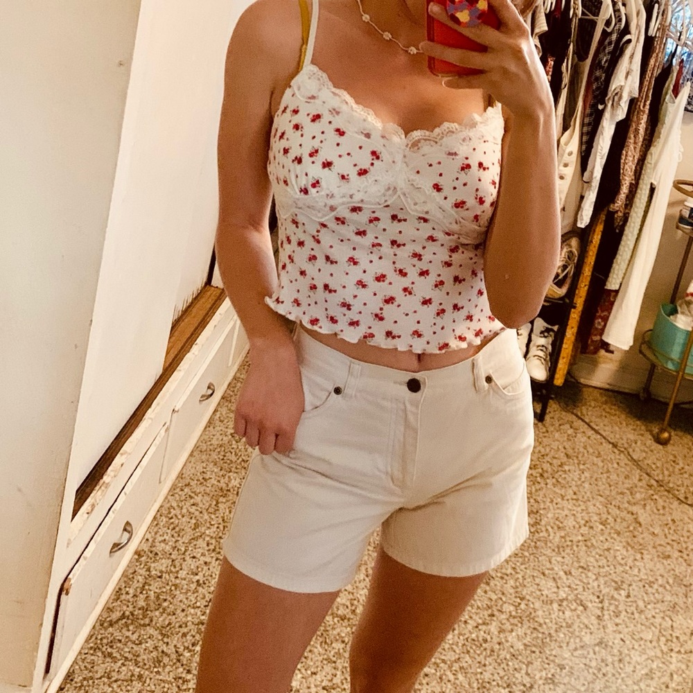 high waisted shorts cream khaki